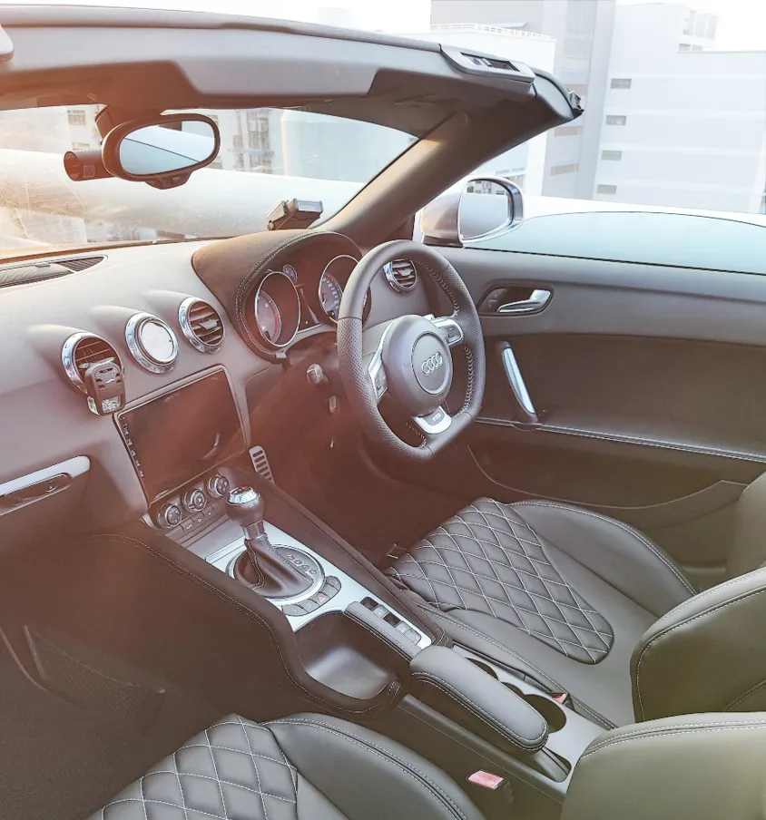 Premium custom car interior with diamond stitching